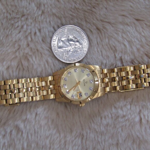 Bulova Gold Stainless Steel & Diamond Bracelet Watch - Picture 3 of 11
